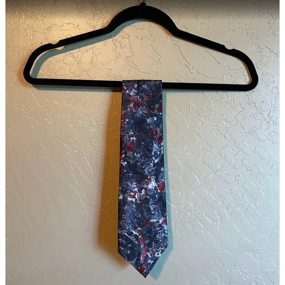 Oscar de la Renta Men's Multicolor Geometric Pattern‎ 100% Silk Necktie